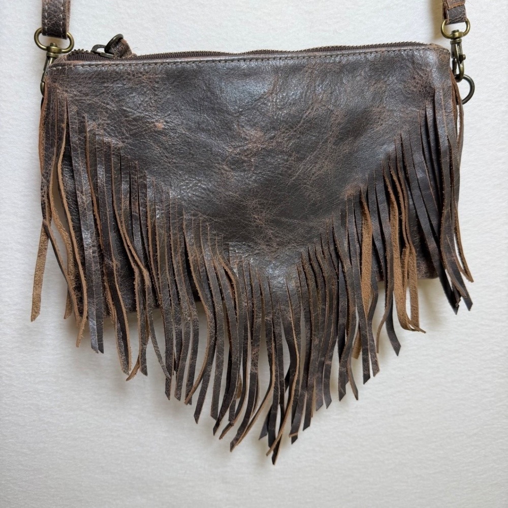 BED|STU Silverrock Crossbody Bag Distressed Brown Genuine Leather Fringe EUC - Picture 11 of 13